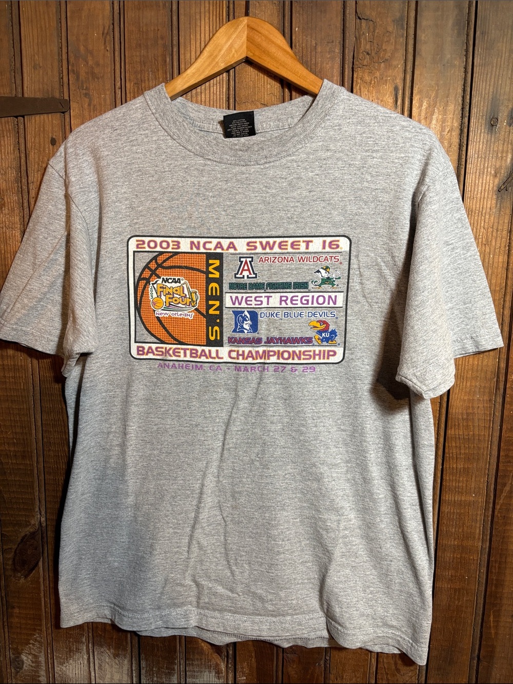 Men's Gray NCAA West Region Basketball Championship T‑Shirt